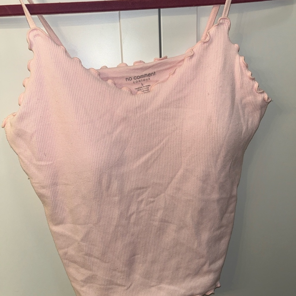 Ruffled Pink Sleeveless Camisole Top